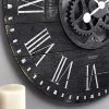 Industrial FarmHome Round Over sized Wall Clock in Rustic Black