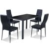 d5 Piece Black Glass Tabletop Dining Set With Soft Leather Chairs