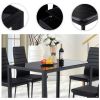 d5 Piece Black Glass Tabletop Dining Set With Soft Leather Chairs