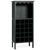 20 Bottles Black Wood Storage Wine Rack Glass Cabinet