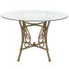Contemporary 45-inch Round Glass Top Dining Table with Matte Gold Metal Frame