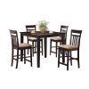 Dark Brown 5-Piece Dining Room Set with 4 Counter Height Bar stools