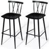 Set of 2 Black Steel Bar Height Bar stool Dining Chairs