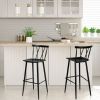 Set of 2 Black Steel Bar Height Bar stool Dining Chairs