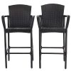 Set of 2 47-inch Bar Height Brown Rattan Bar stool Chairs