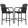 Set of 2 47-inch Bar Height Brown Rattan Bar stool Chairs