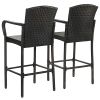 Set of 2 47-inch Bar Height Brown Rattan Bar stool Chairs