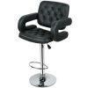 Set of 2 Black Faux Leather Swivel Bar Stools Adjustable Pub Chair