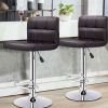 Set of 2 Brown Faux Leather Swivel Bar Stools Pub Chairs