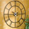 Oversize 30-inch Black Wall Clock with Roman Numerals