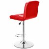 Set of 2 Red Faux Leather Swivel Bar Stools Pub Chairs
