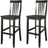 Set of 2 - Solid Hardwood 30-inch BarStool in Classic Black Finish Wood