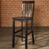 Set of 2 - Solid Hardwood 30-inch BarStool in Classic Black Finish Wood
