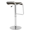 Modern Adjustable Height Bar Stool with Brown Faux Leather Swivel  Seat