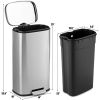 Modern 8-Gallon Stainless Steel Trash Can with Foot Pedal Step Lid Open Design