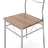5-Piece Wooden Kitchen Table Dining Set with Metal Legs, 4 Chairs, Brown/Silver