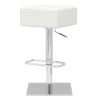Set of 2 Backless Modern Swivel Bar stool with White Faux Leather Seat