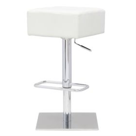 Set of 2 Backless Modern Swivel Bar stool with White Faux Leather Seat