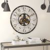 Rustic Bronze Industrial Farm House Round Oversize Wall Clock