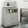 Grey Utility Cart / Kitchen Microwave Cart with Casters