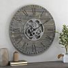 Industrial Farm House Round Oversize Wall Clock in Rustic Grey