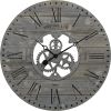 Industrial Farm House Round Oversize Wall Clock in Rustic Grey