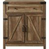 Farmhouse Accent Storage Cabinet in Reclaimed Medium Brown Wood Finish