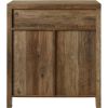 Farmhouse Accent Storage Cabinet in Reclaimed Medium Brown Wood Finish