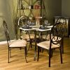 Dark Chocolate Metal Dining Table with Clear Round Glass Tabletop