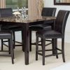 Counter Height 5-Piece Dining Set with Faux Marble Top Table and 4 Faux Leather Chairs