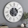 Industrial Farm House Round Oversize Wall Clock in Rustic White
