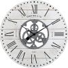 Industrial Farm House Round Oversize Wall Clock in Rustic White