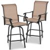 Set of 2 Tan All-Weather Mesh Swivel Bar stools