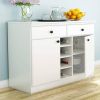 White Dining Room Sideboard Buffet Console Table with 2 Drawers