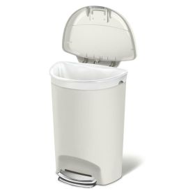 Heavy Duty 13-Gallon Kitchen Trash Can with Step Open Lid in Beige Stone