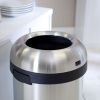 Round Stainless Steel 16-Gallon Kitchen Trash Can with Open Top Design