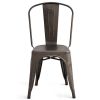 Set of 4 Indoor Outdoor Metal Stackable Bistro Dining Chairs in Copper Finish
