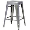 Indoor Outdoor Backless Stacking Counter Height Bar Stool in Gunmetal Steel