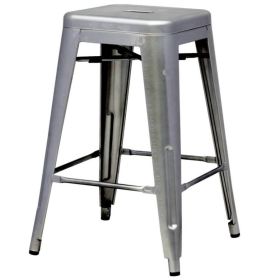 Indoor Outdoor Backless Stacking Counter Height Bar Stool in Gunmetal Steel