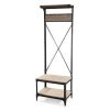 Rustic Gray Black Metal Frame Entryway Storage Hall Tree