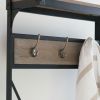 Rustic Gray Black Metal Frame Entryway Storage Hall Tree