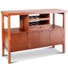 Modern Sideboard Buffet Cabinet with Wine Rack in Brown Wood Finish