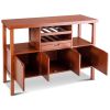 Modern Sideboard Buffet Cabinet with Wine Rack in Brown Wood Finish