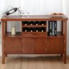 Modern Sideboard Buffet Cabinet with Wine Rack in Brown Wood Finish