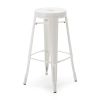 Set of 2 - Modern 30-inch Metal Bar Stools with White Powder Coat Finish