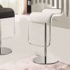 Modern Adjustable Height Bar Stool with White Faux Leather Swivel  Seat