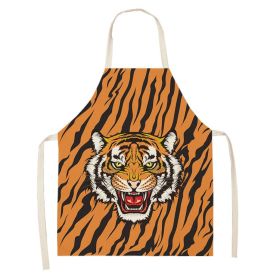 Simple Cartoon Tiger Cotton And Linen Apron Home (Option: WQ00833-47x38cm)