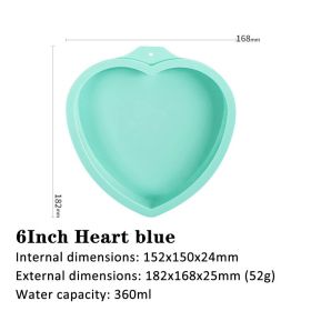 6 inch 8 inch Rainbow Cake Baking Pan (Option: Blue-6inch-Heartshaped)