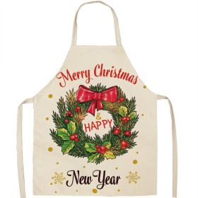 Christmas Apron Linen Oil-proof Anti-fouling Gingham Check Ginger Cake Household Bib Halter (Option: 1style-55x68cm)